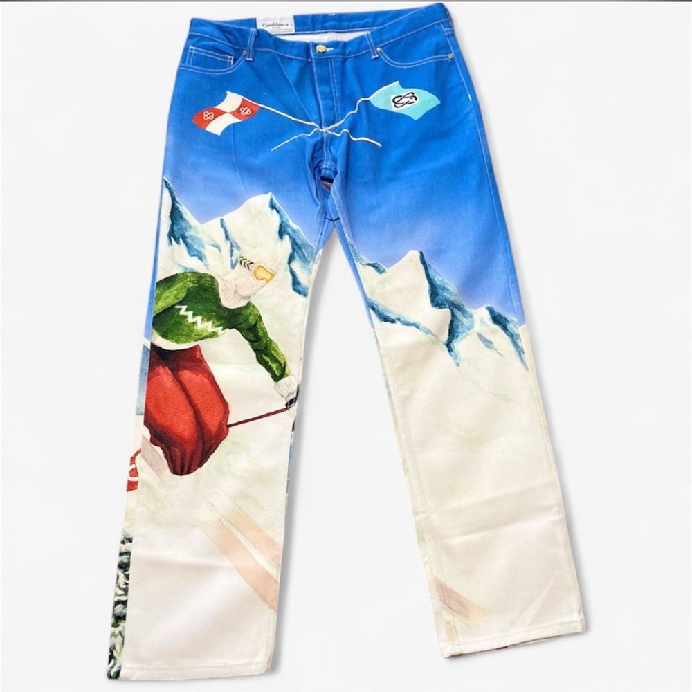SOLD!! NWOT RARE SOLD OUT Casablanca Sport d'Hiver Skier Printed Denim